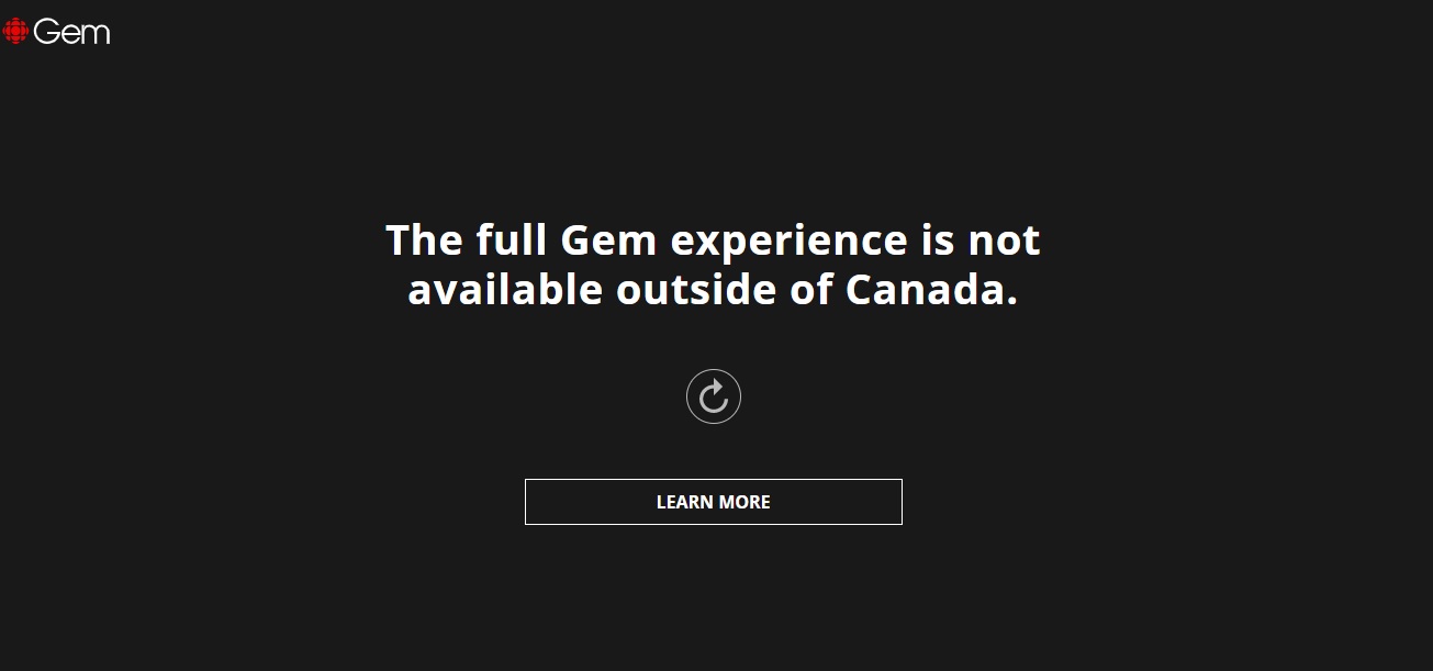 CBC Canada error message not available to outside of canada